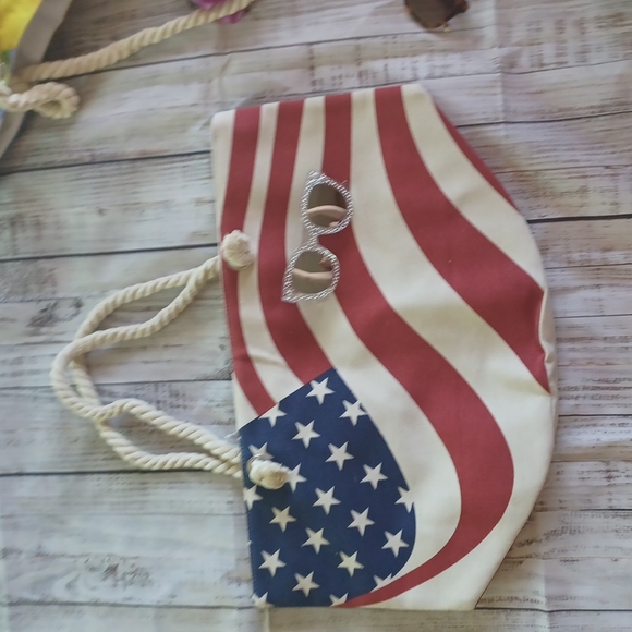 canvas flag tote with rope handles - Picture 1 of 3